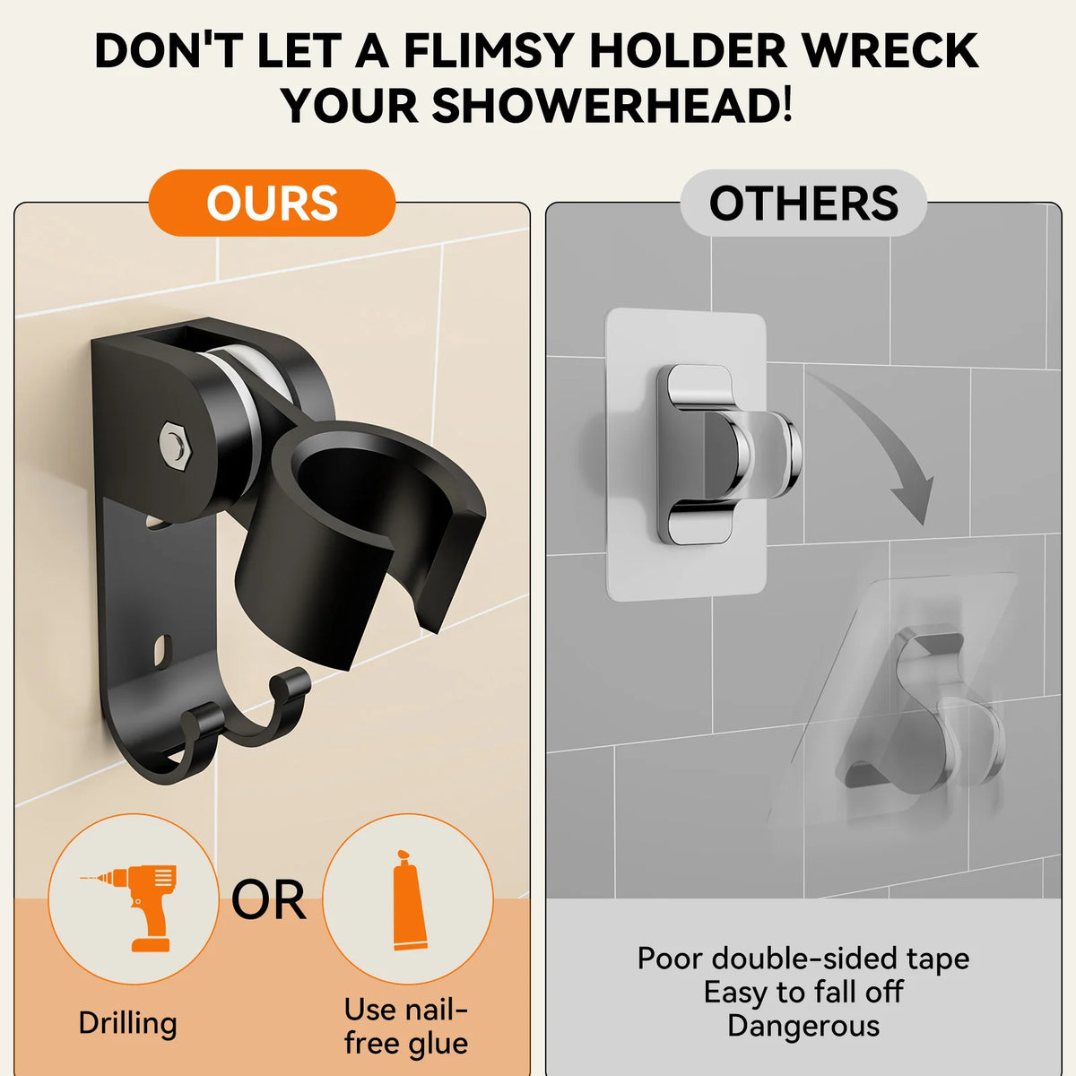 Dual Shower Head System With Handheld For Couples High Pressure