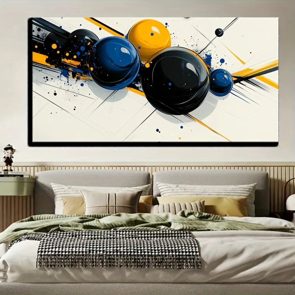 Modern Abstract Wall Art For Bedroom With Pine Frame