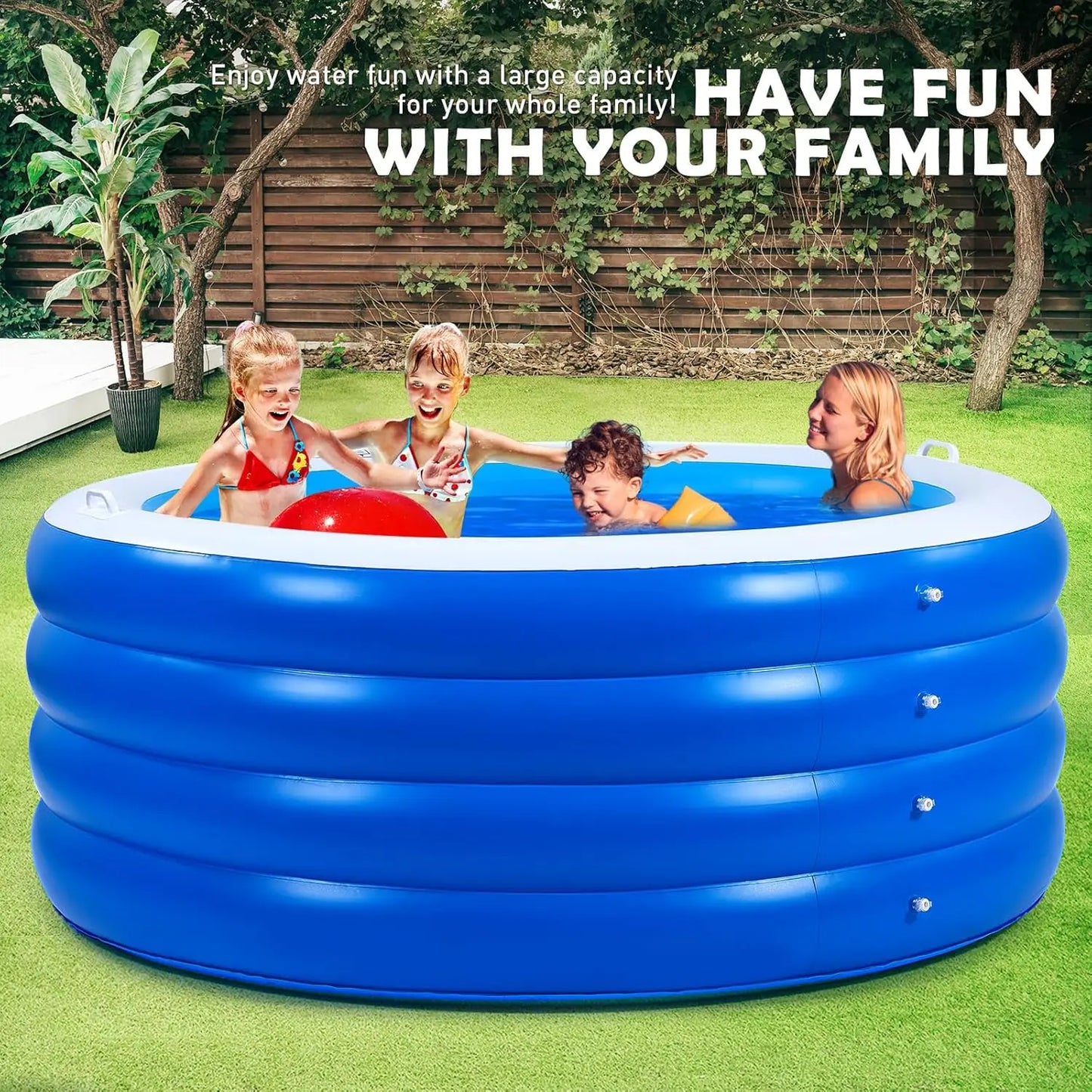 Round Inflatable Kiddie Pool for Safe Backyard Fun