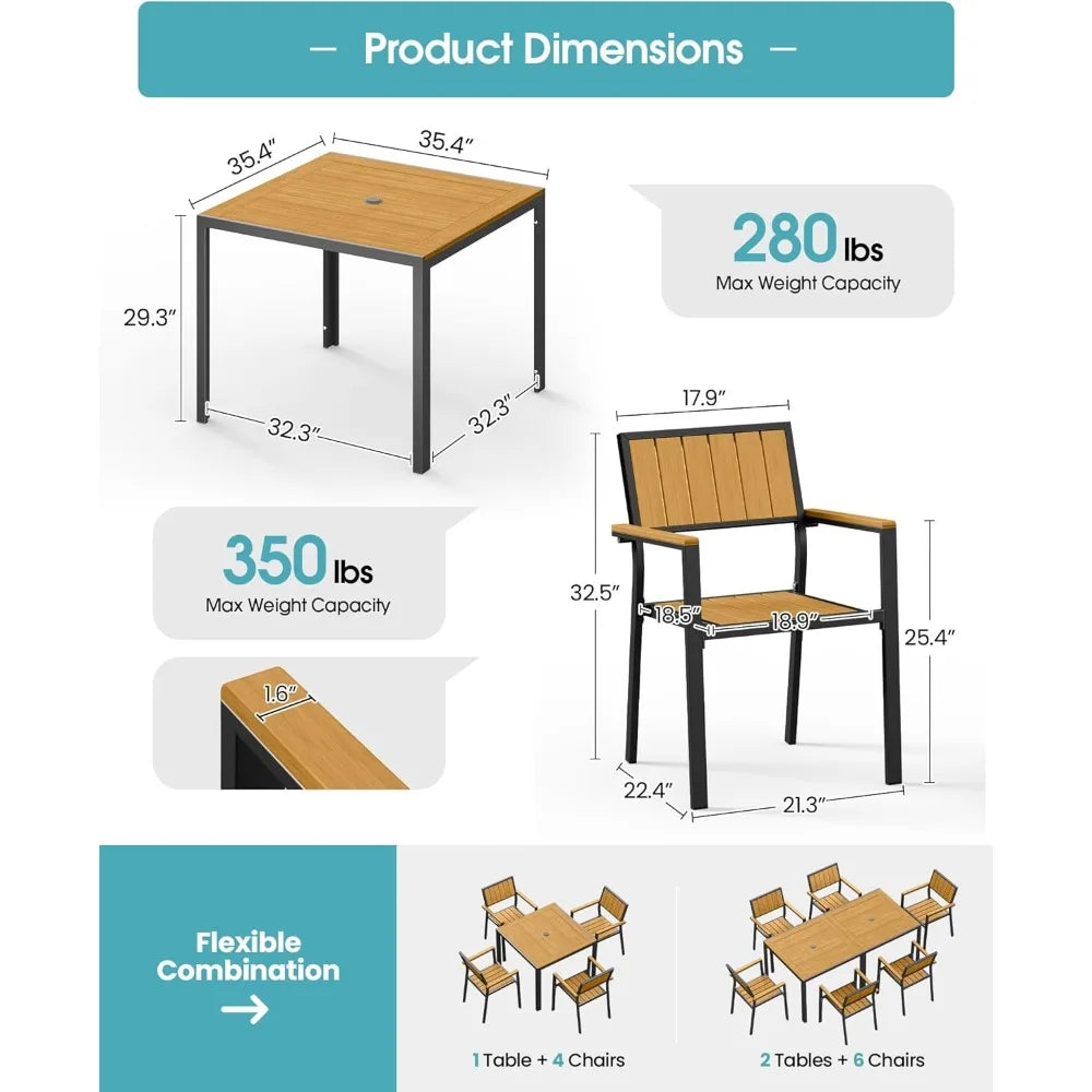 NBVCX Aluminum Outdoor Dining Set With Stackable Chairs