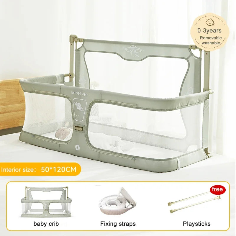Simple Lightweight Baby Cot Bed Dual Use Bedside Crib
