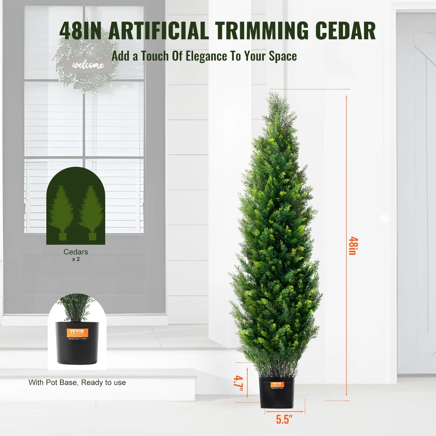 SucceBuy Artificial Cedar Topiary Tree for Home and Outdoor Decor