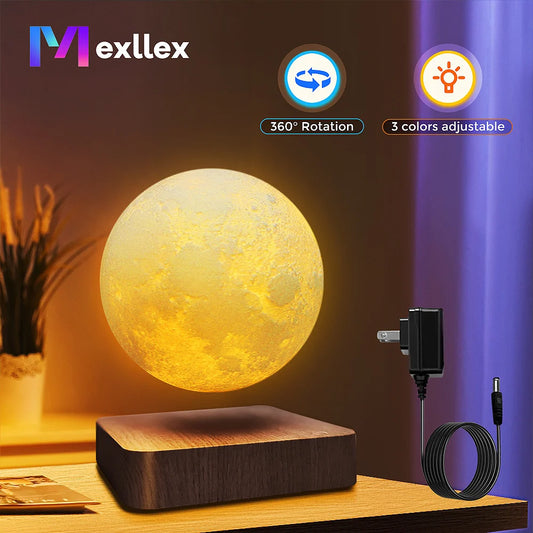 Mexllex Floating Moon Lamp With Base And 3 Color LED
