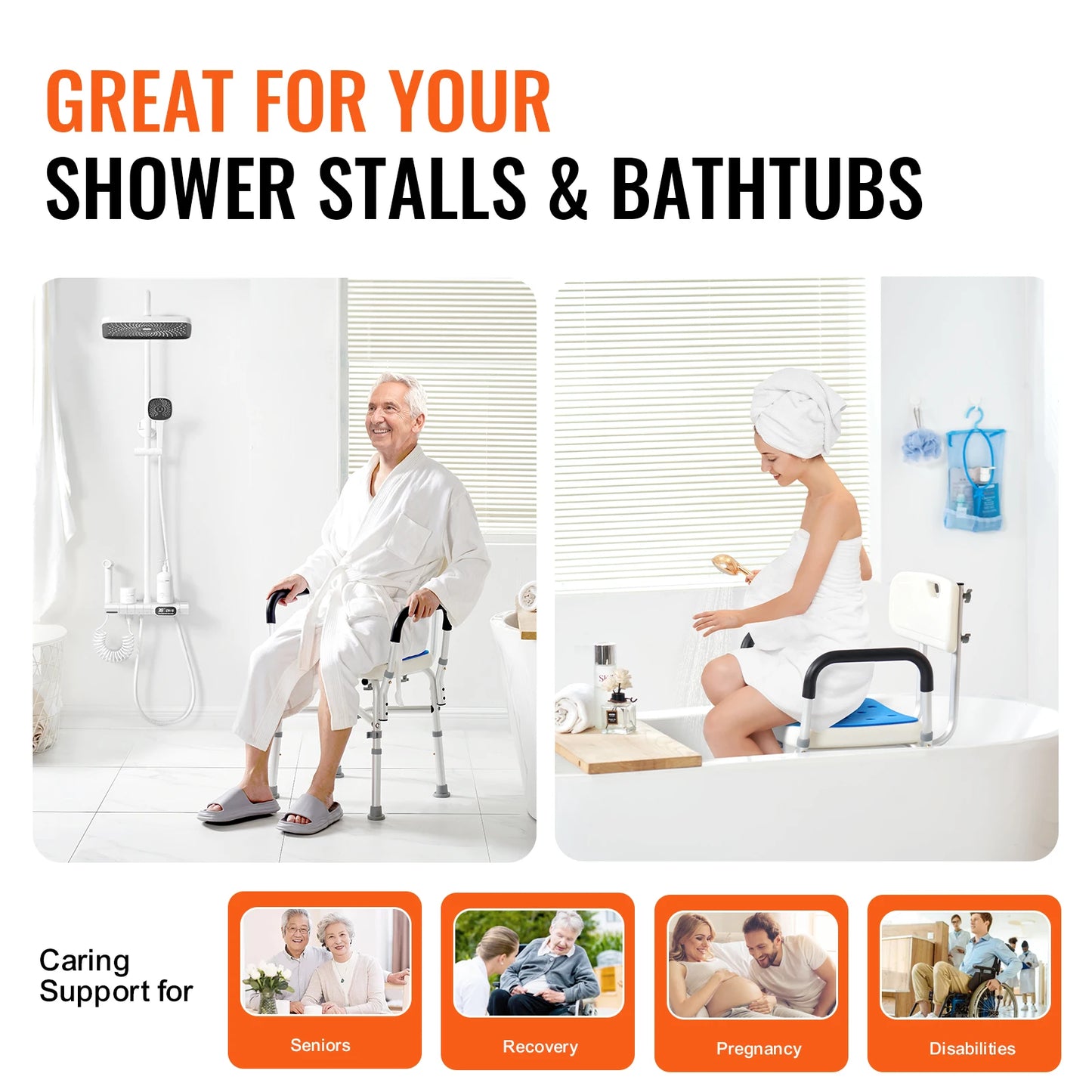 SucessBuy Adjustable Height Shower Seat Bench For Elderly