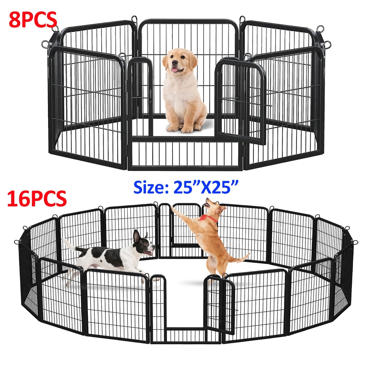 Dog Playpen With Door Foldable Metal Pet Fence