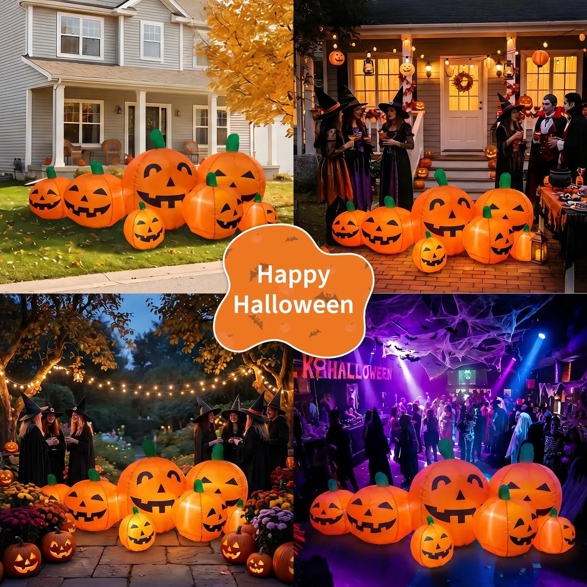 HiMISS Halloween Inflatable Pumpkin Patch With LED Lights Outdoor Decor