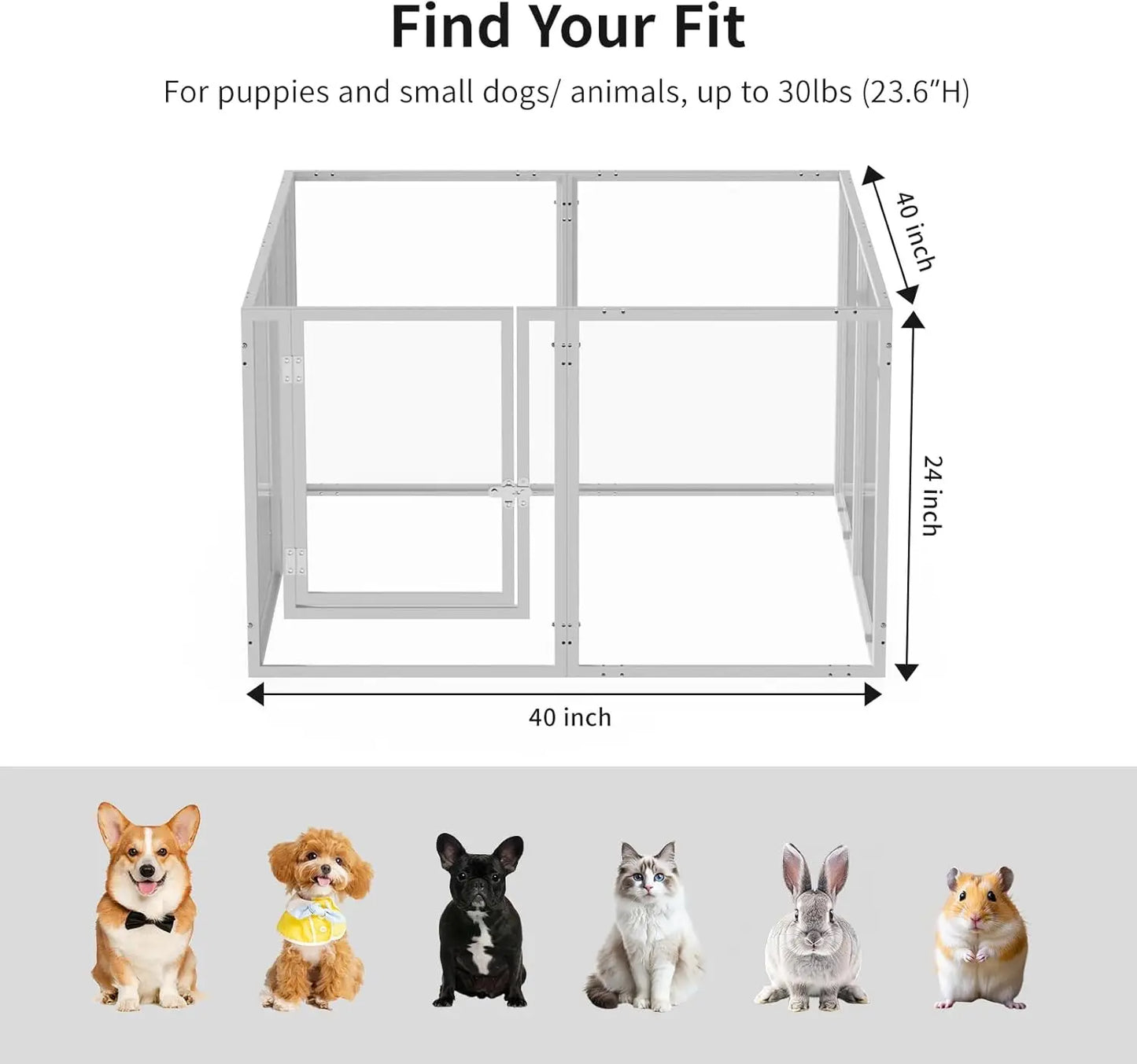 Clear Acrylic Pet Playpen With Door For Indoor And Outdoor Use