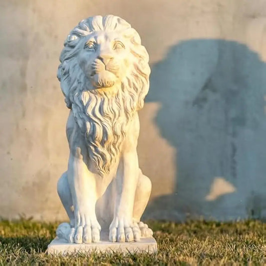 Garden Lion Statue Outdoor Decor Magnesium Oxide Stone Composite Sculpture