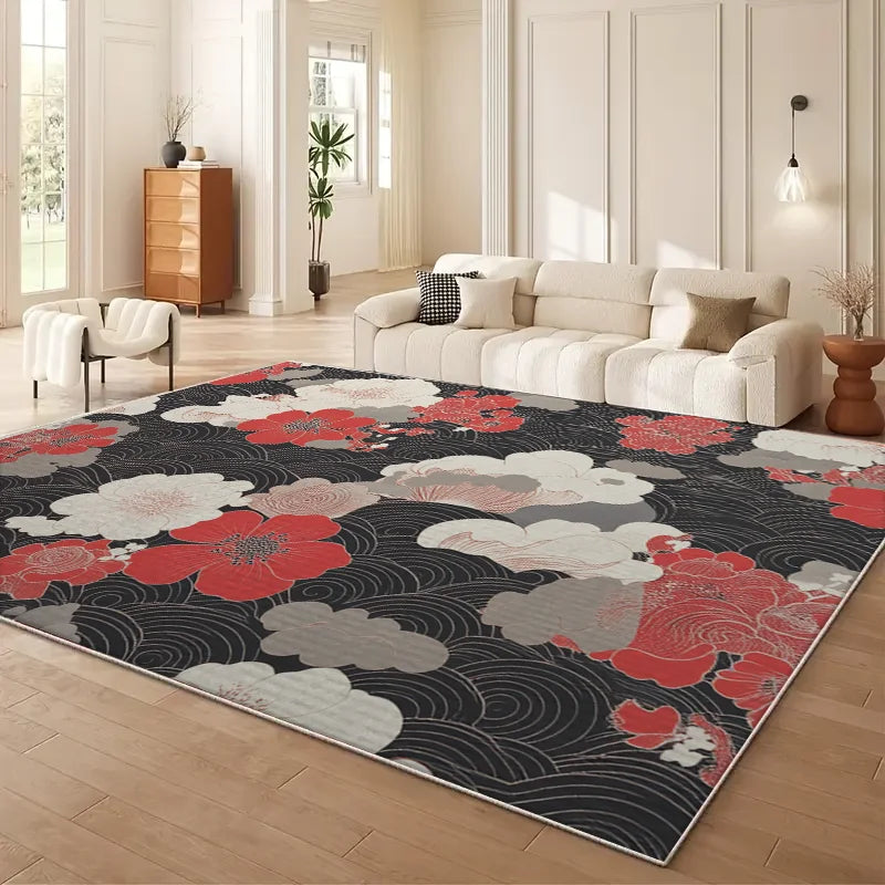 VIKAMA Persian Floral Area Rug Modern Non Slip Living Room Mat