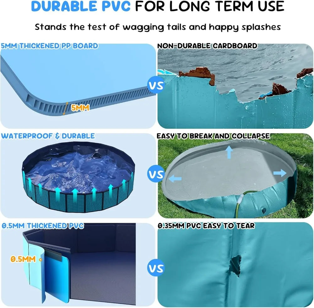 Foldable Dog Pool for Large Dogs Heavy Duty Non Slip Indoor Outdoor