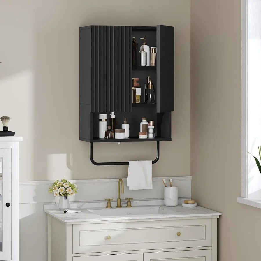 XIUWO Wall Mounted Medicine Cabinet With Towel Bar