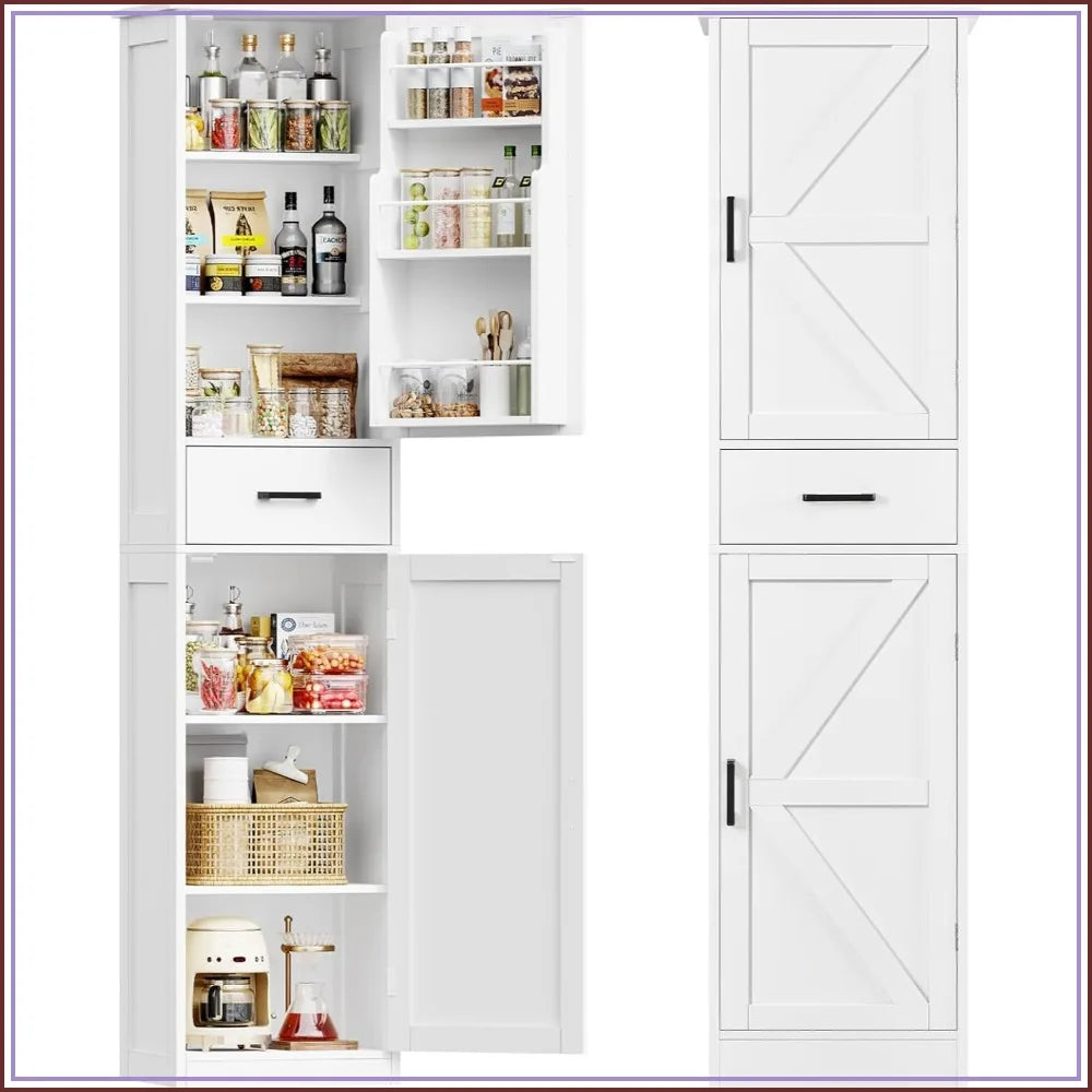 Tall Narrow Storage Cabinet With 3 Doors And Drawer