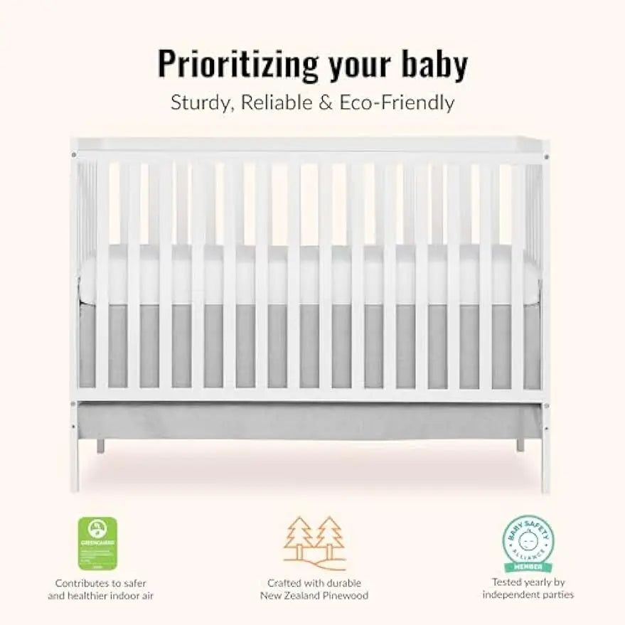 5-In-1 Convertible Baby Crib With Toddler Bed Sustainable Pinewood