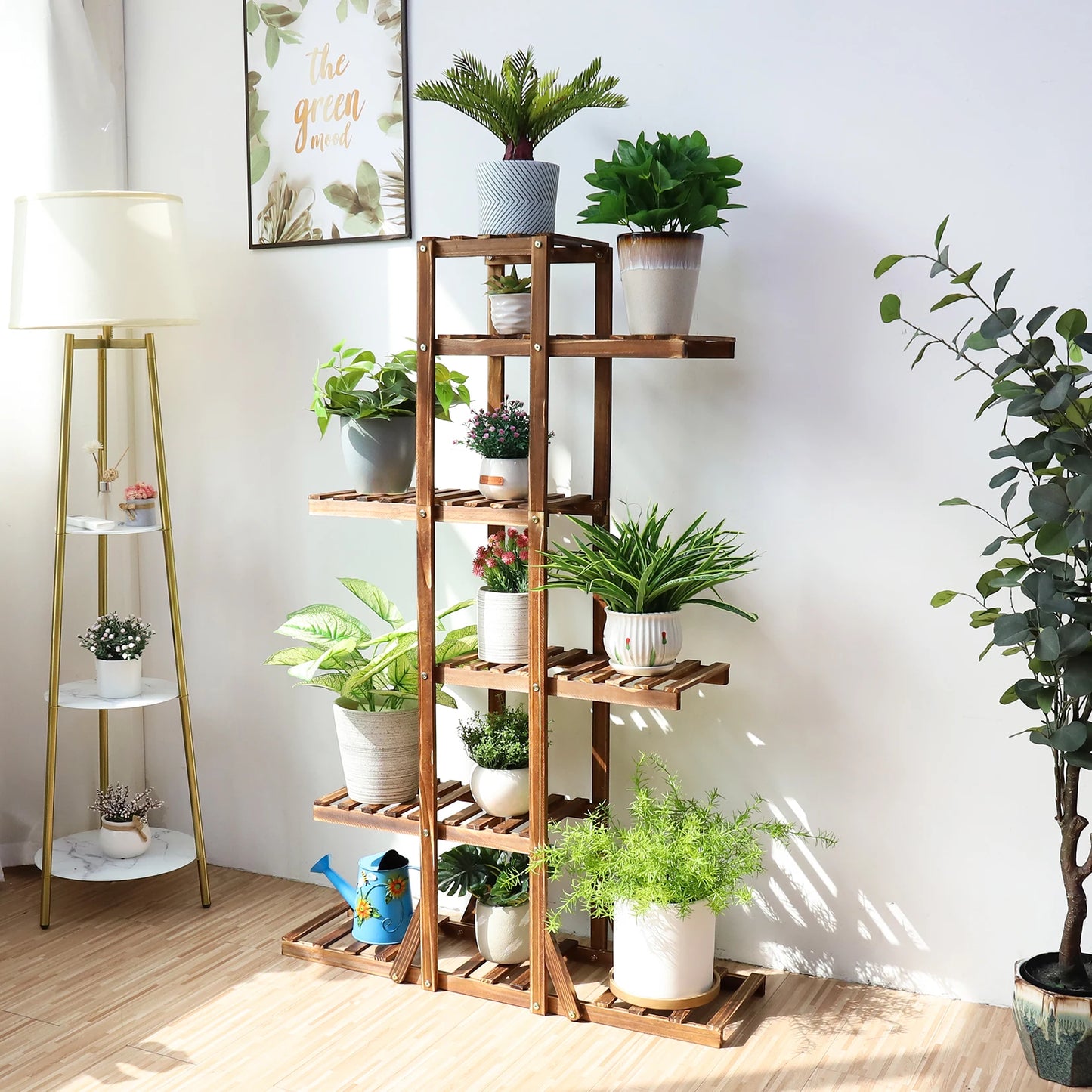BINGOPAW Six Tier Wooden Plant Stand For Elegant Flower Display