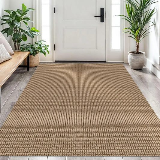 Washable Woven Area Rug 4x6 Ft Non-Slip Braided Cotton Carpet for Bedroom Living Room Entryway, Orange/Tan/Brown