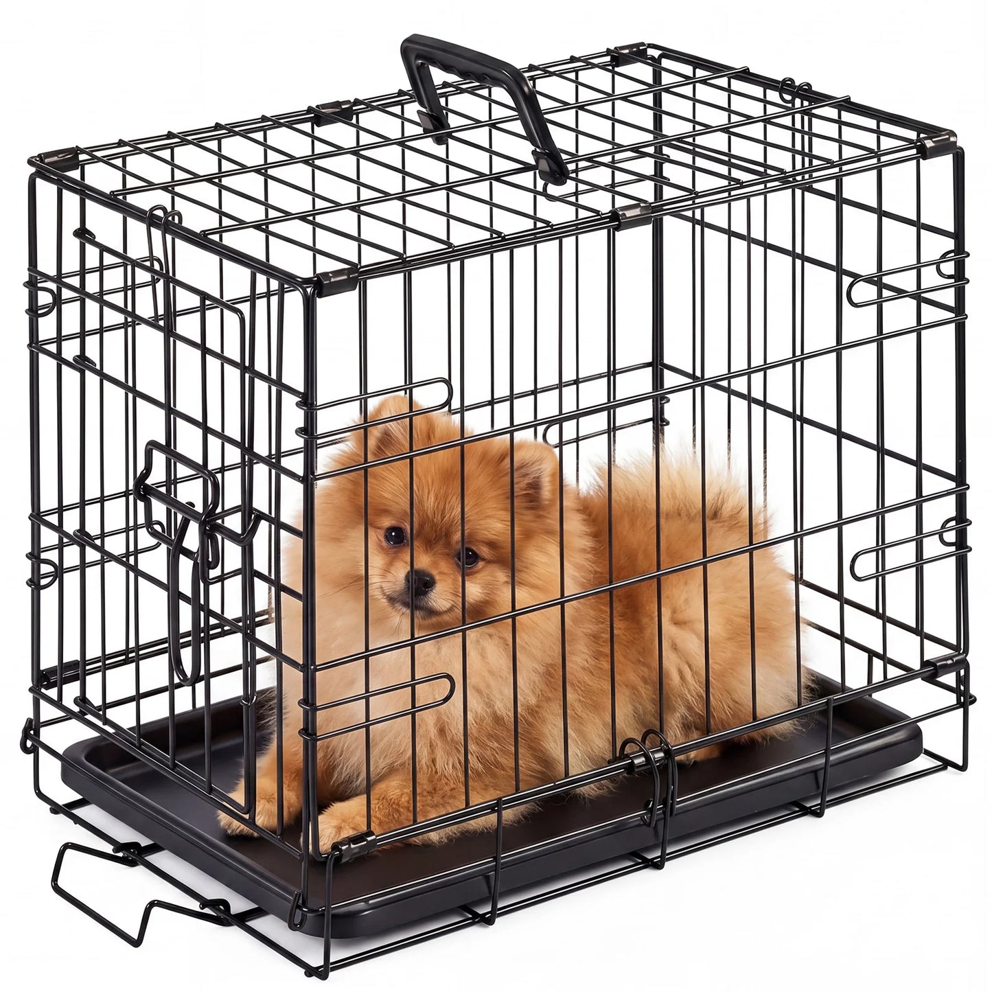 JHK Metal Dog Crate With Secure Lock Foldable Tray For Easy Cleaning