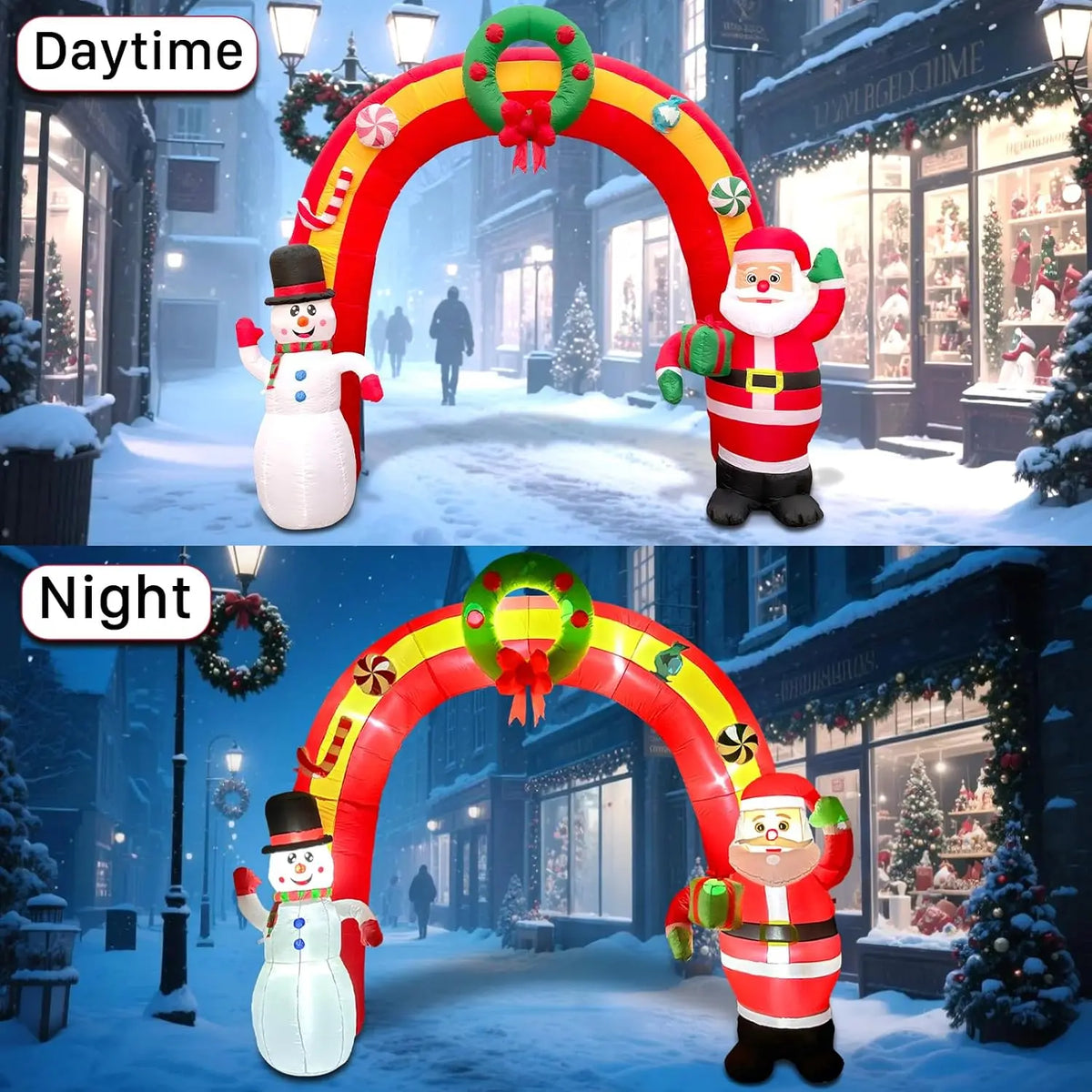 Inflatable Christmas Archway With Santa, Snowman And LED Lights