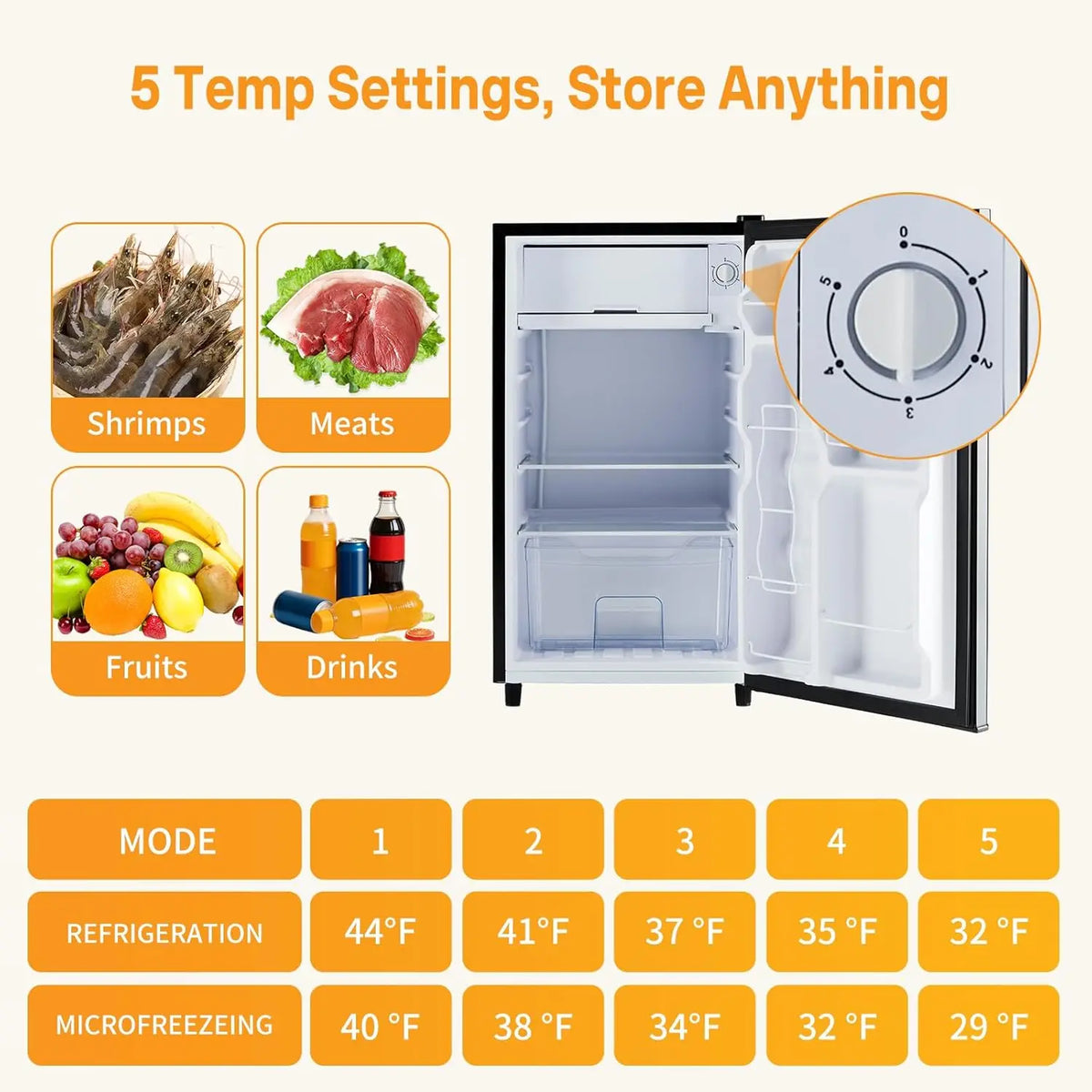 XMSJ Mini Fridge With Freezer Compact Household Refrigerator
