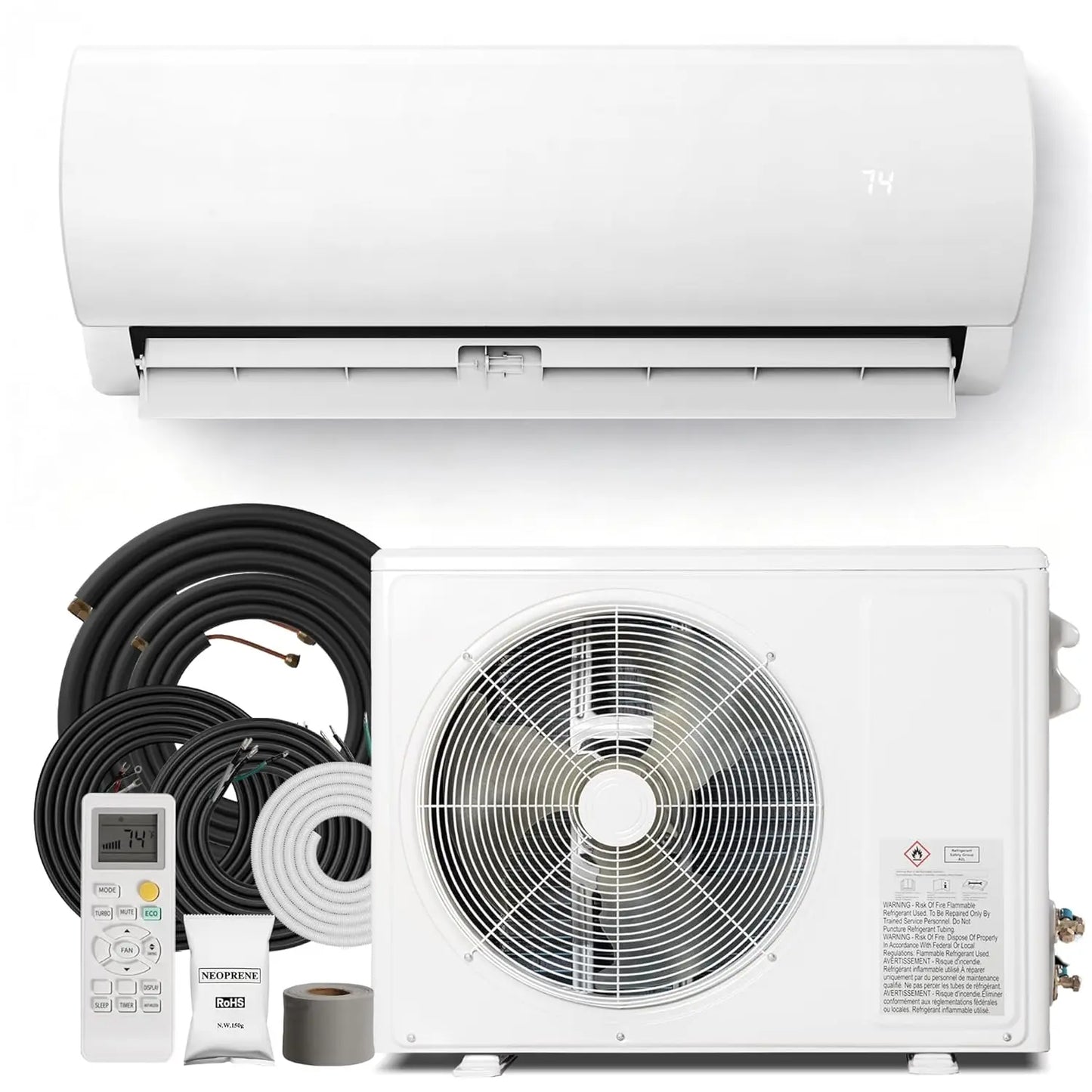 12000 BTU Mini Split AC/Heating System, 19 SEER2 115V Inverter Air Conditioner with 1 Ton Heat pump, Complete, Customized