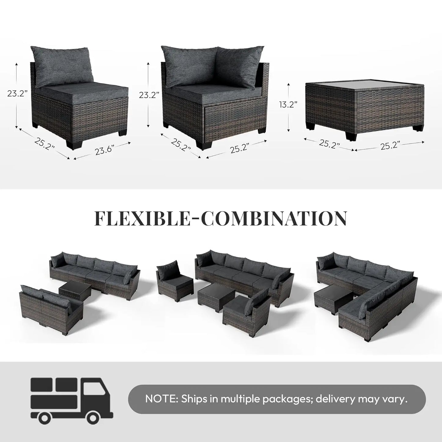 Patio Furniture Set All Weather Water Resistant 7 Piece Outdoor