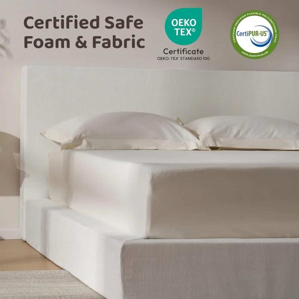 MOYU Cloud Upholstered Bed Frame With Headboard And Foam Platform