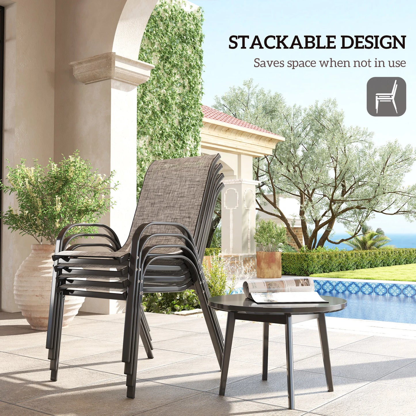 Stackable Patio Dining Chairs Set For Outdoor Dining