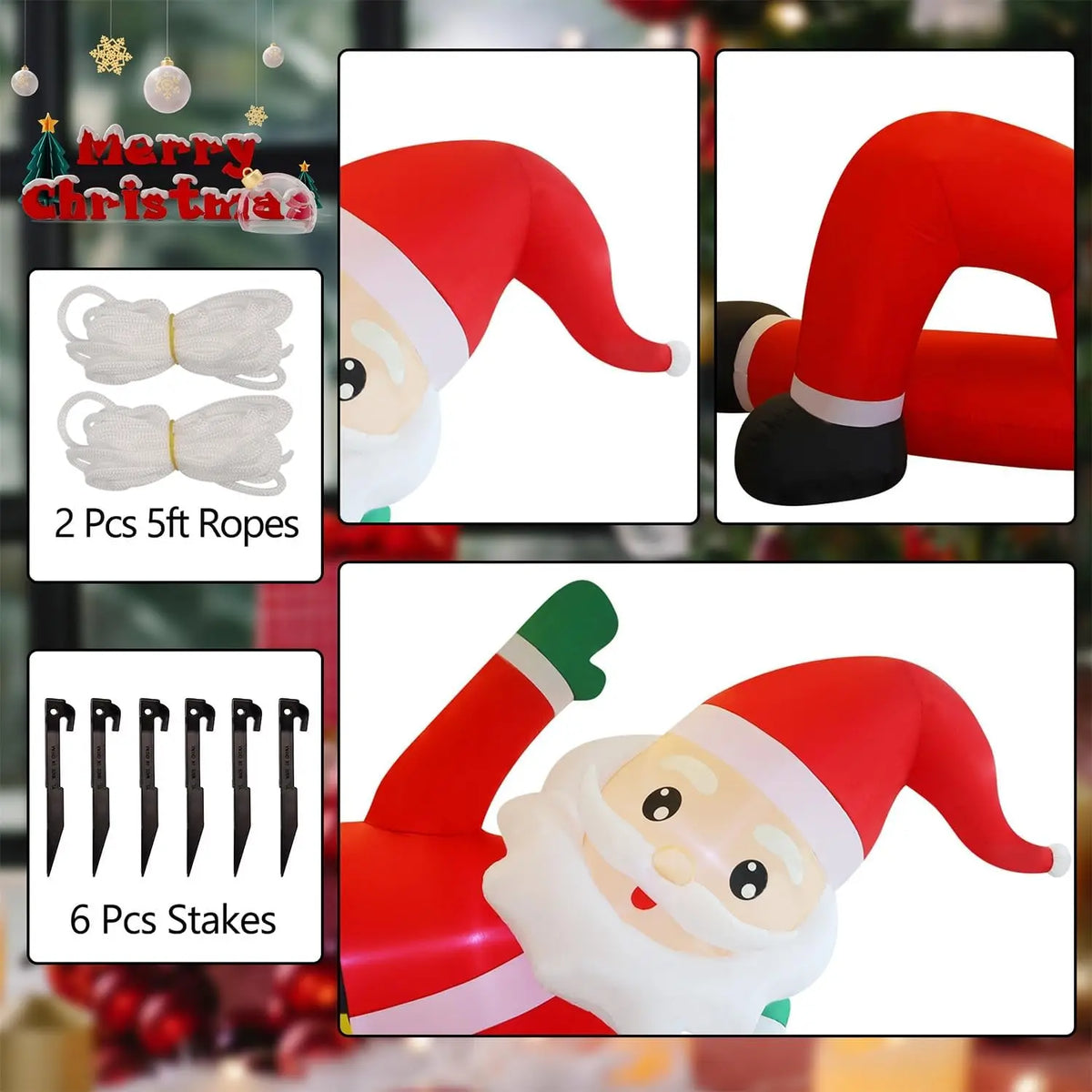 Giant Lying Santa Claus Christmas Inflatable With LED Lights