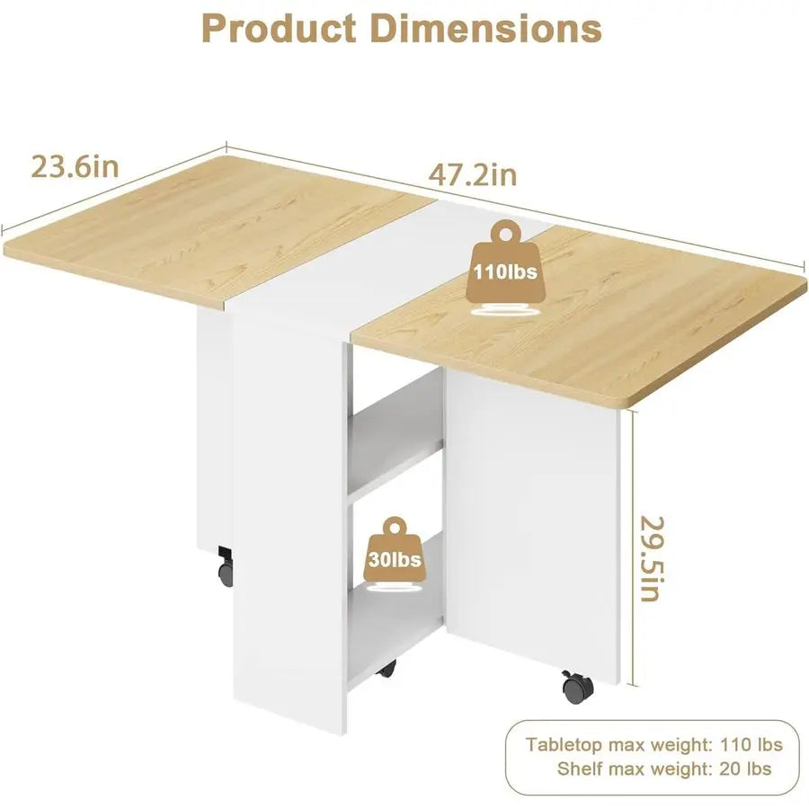 XMSJ Folding Dining Table Space Saving Farmhouse Drop Leaf For 4