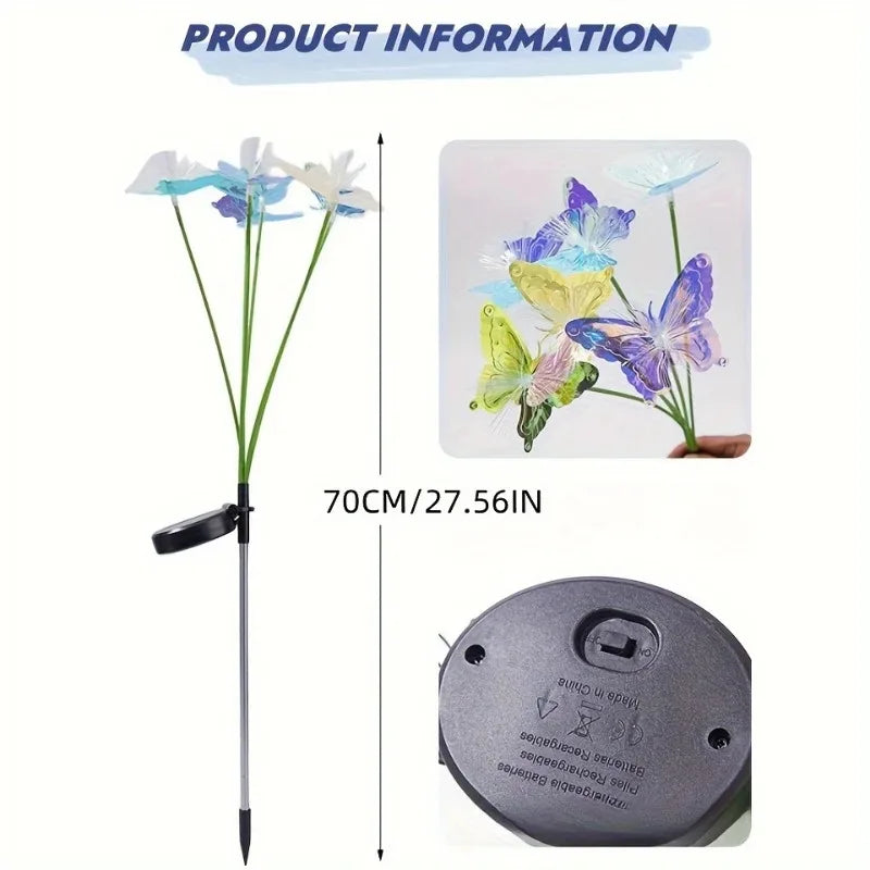 Solar Powered Butterfly Fiber Optic Garden Stake Light Outdoor Decor