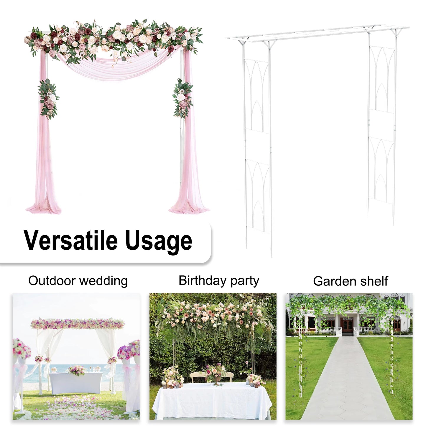 Garden Arch Arbor Metal Wedding Arch Decor Outdoors