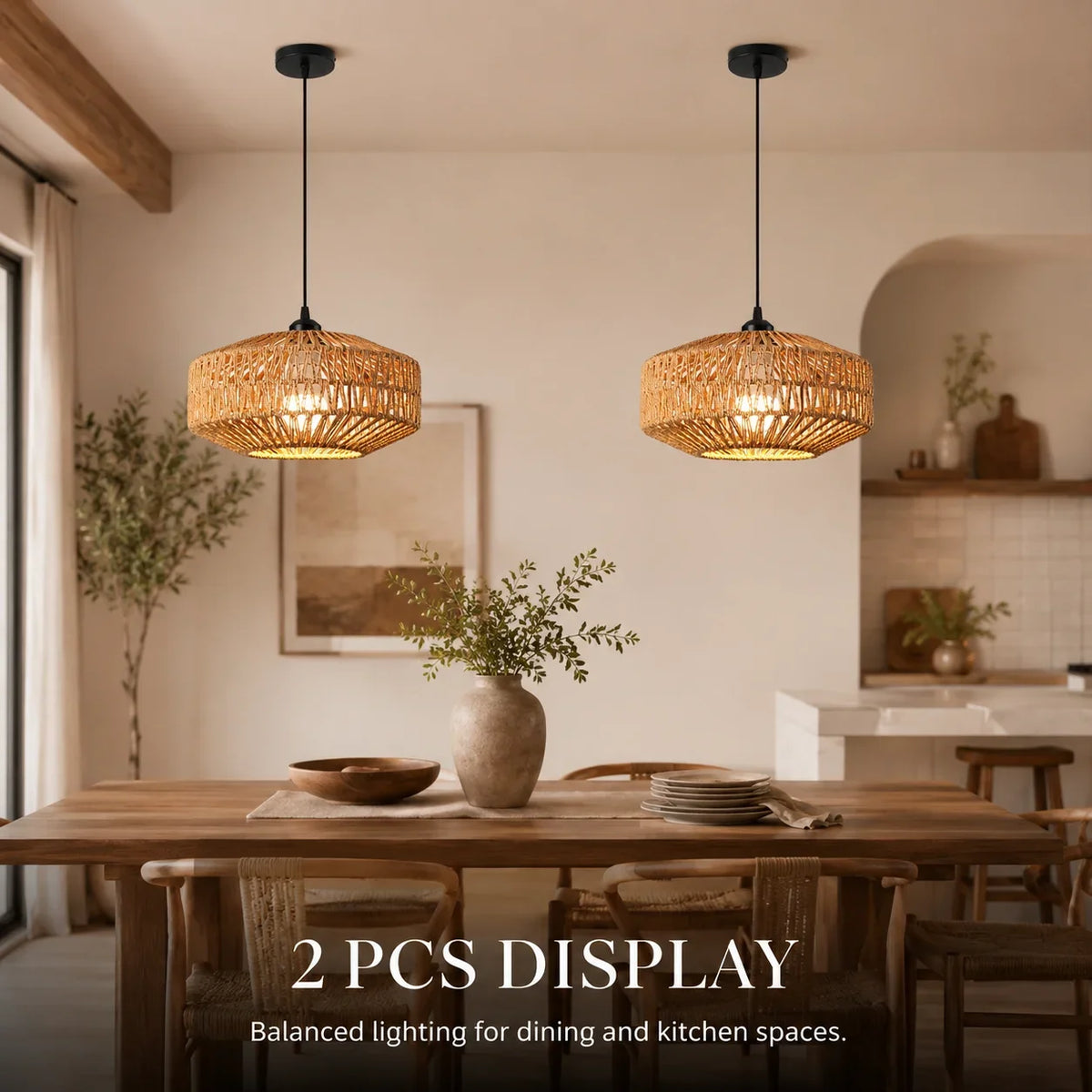 JOYINLED Boho Woven Paper Rope Pendant Light Ceiling Fixture