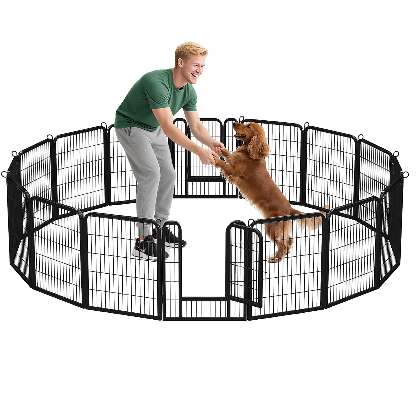 PEQULTI Heavy-Duty Metal Puppy Playpen For Indoor Outdoor Use