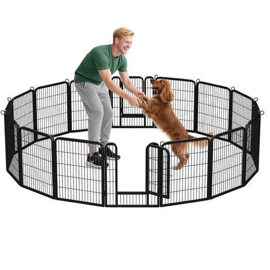 PEQULTI Heavy-Duty Metal Puppy Playpen For Indoor Outdoor Use