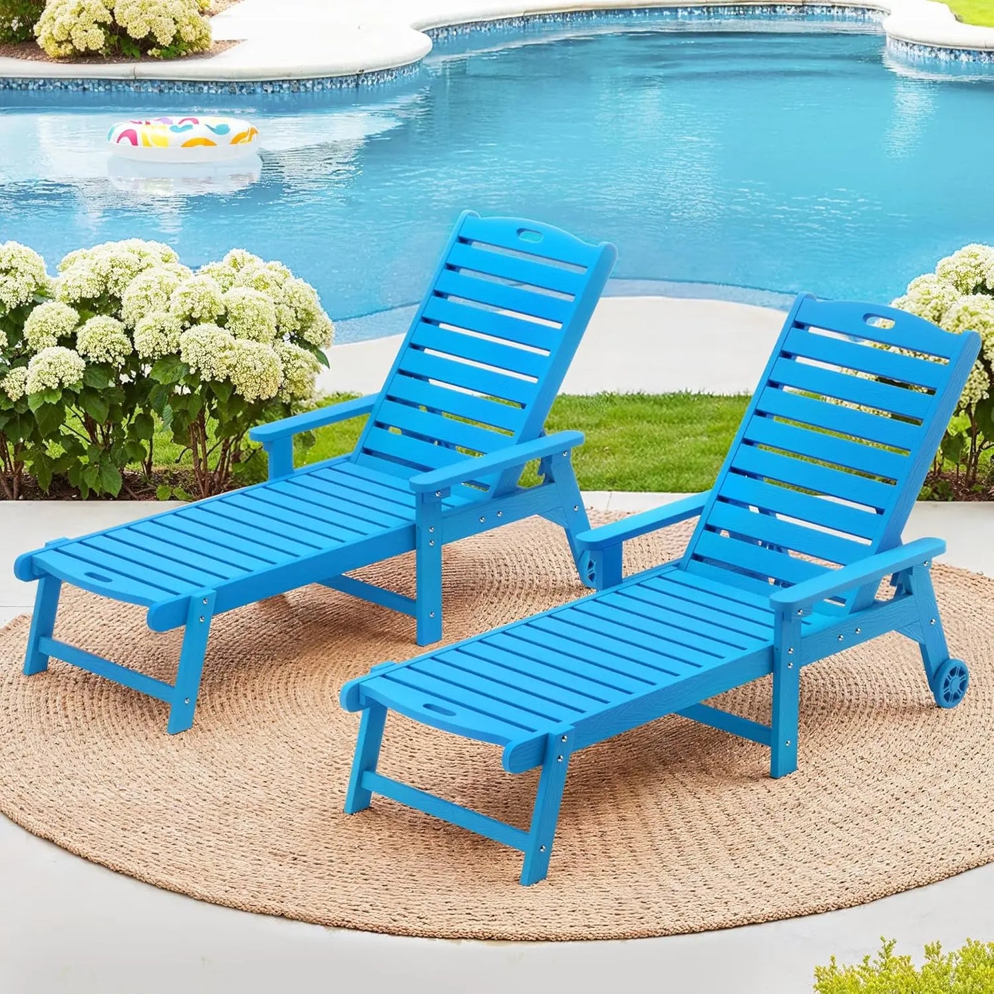 HDPS Outdoor Chaise Lounges Set Of 2 With 5 Position Adjustable