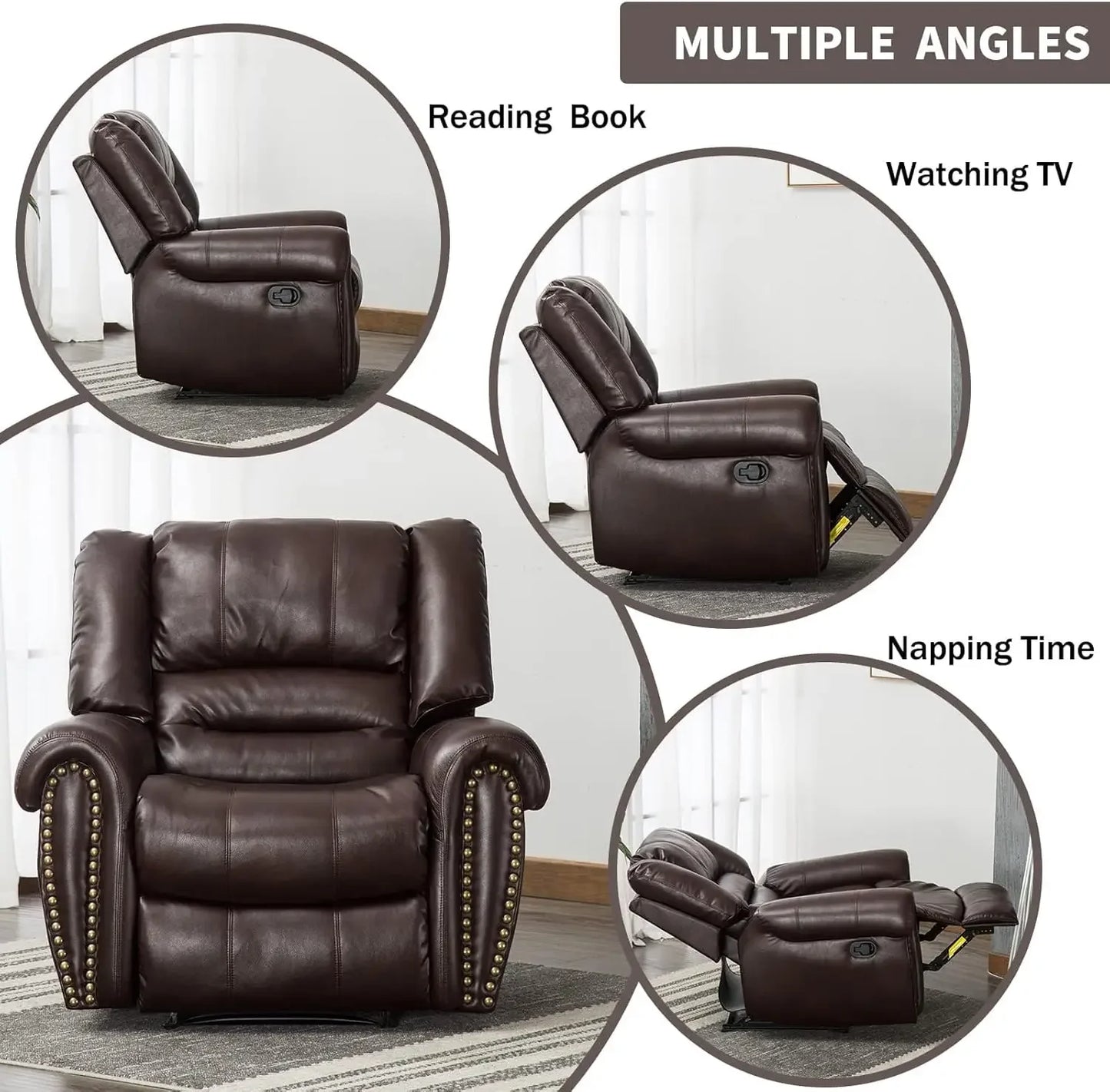 Leather Recliner Chair Set of 2 Classic Manual Recliners