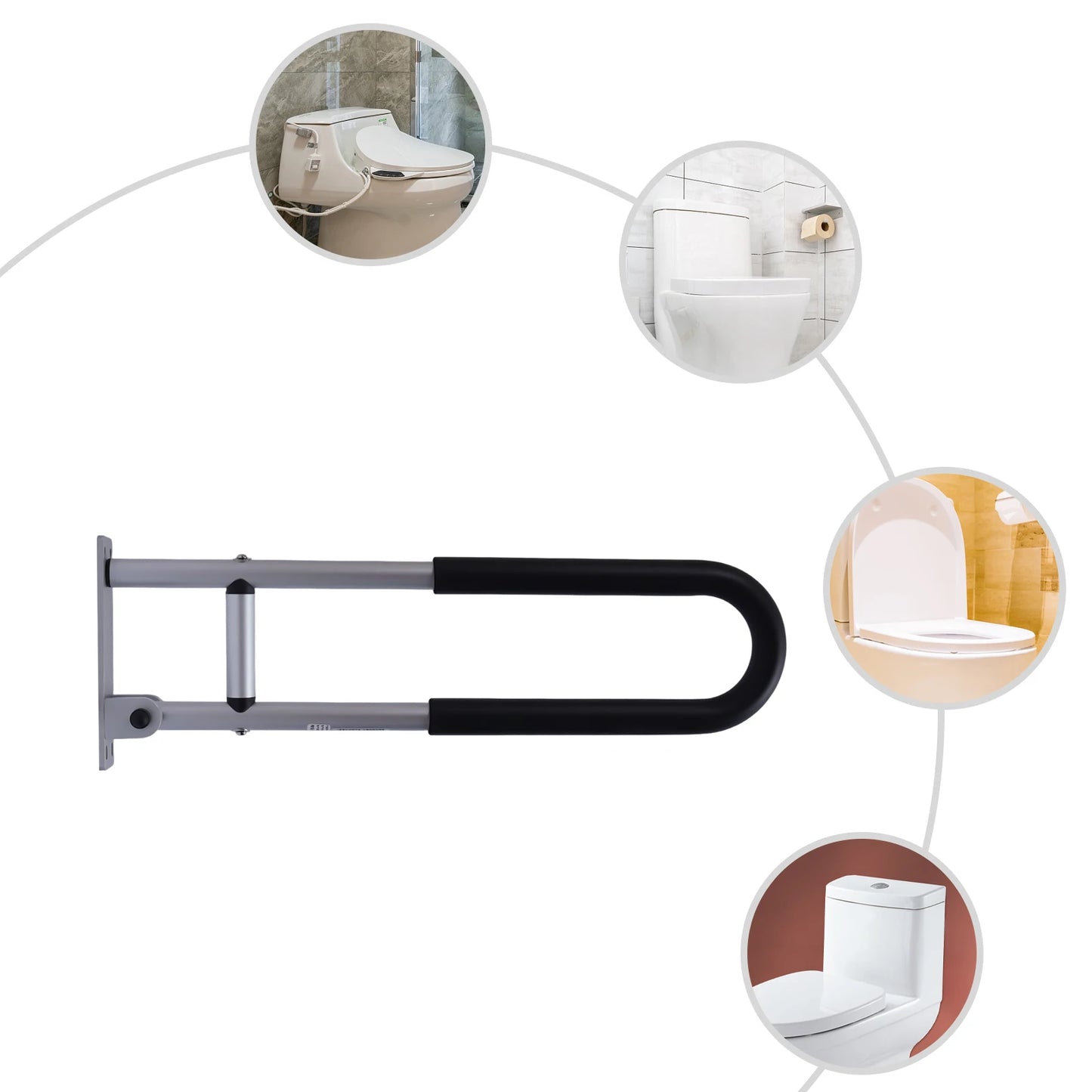 Foldable Toilet Safety Rails for Elderly and Disabled Care