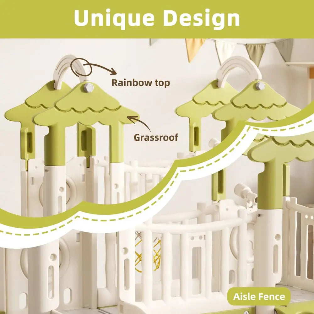 YTYIN Jungle 10-In-1 Toddler Slide Playset With Hoop