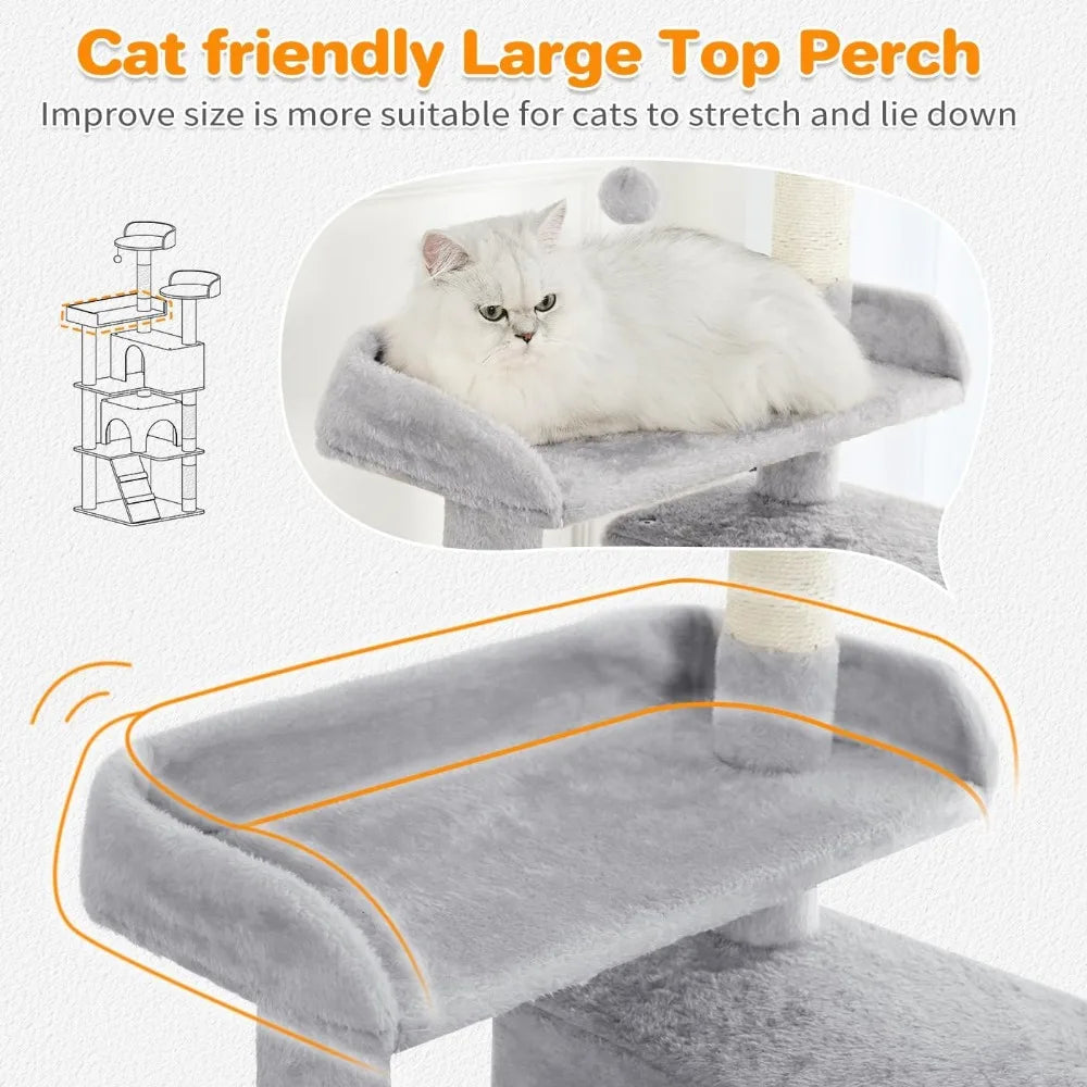 NBVCX Multi Level Cat Tree With Condos And Scratching Posts