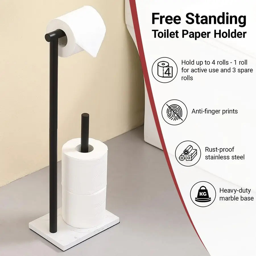 Free Standing Toilet Paper Holder With Marble Base Stainless Steel