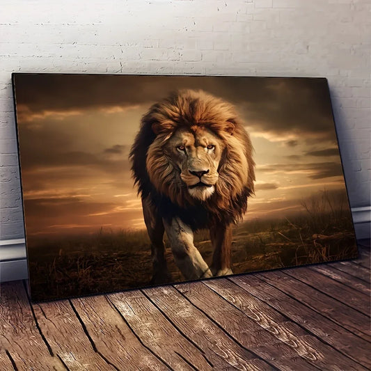 Frameless Lion Canvas Mural Abstract Animal Print For Living Room