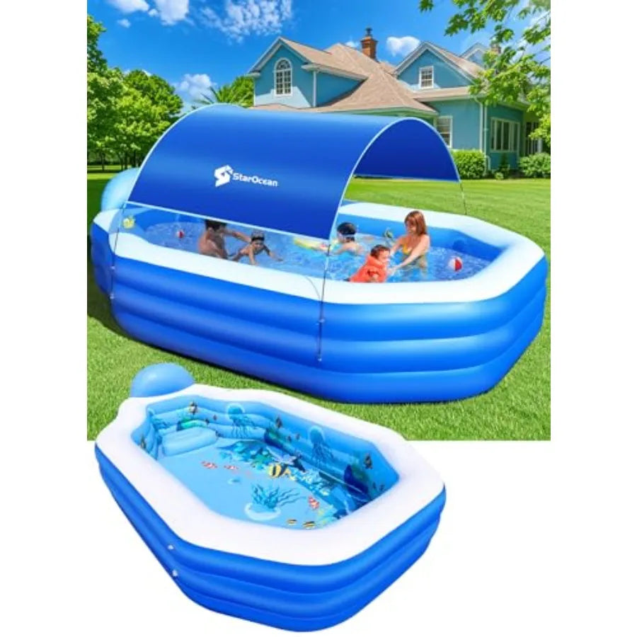 Inflatable Pool With Canopy For Adults With Seats And Backrest