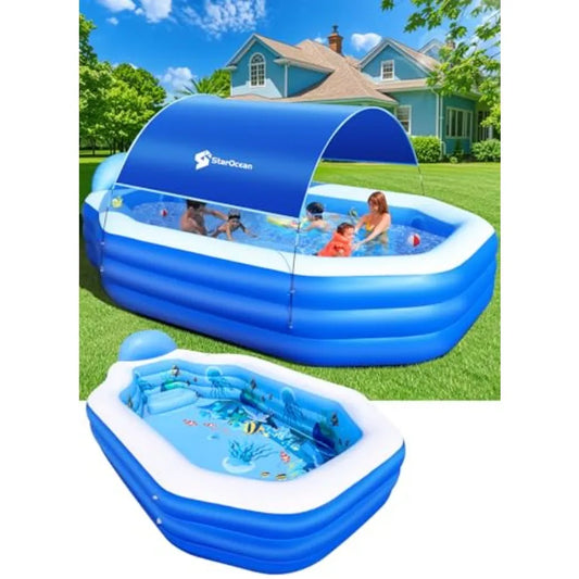 Inflatable Pool With Canopy For Adults With Seats And Backrest
