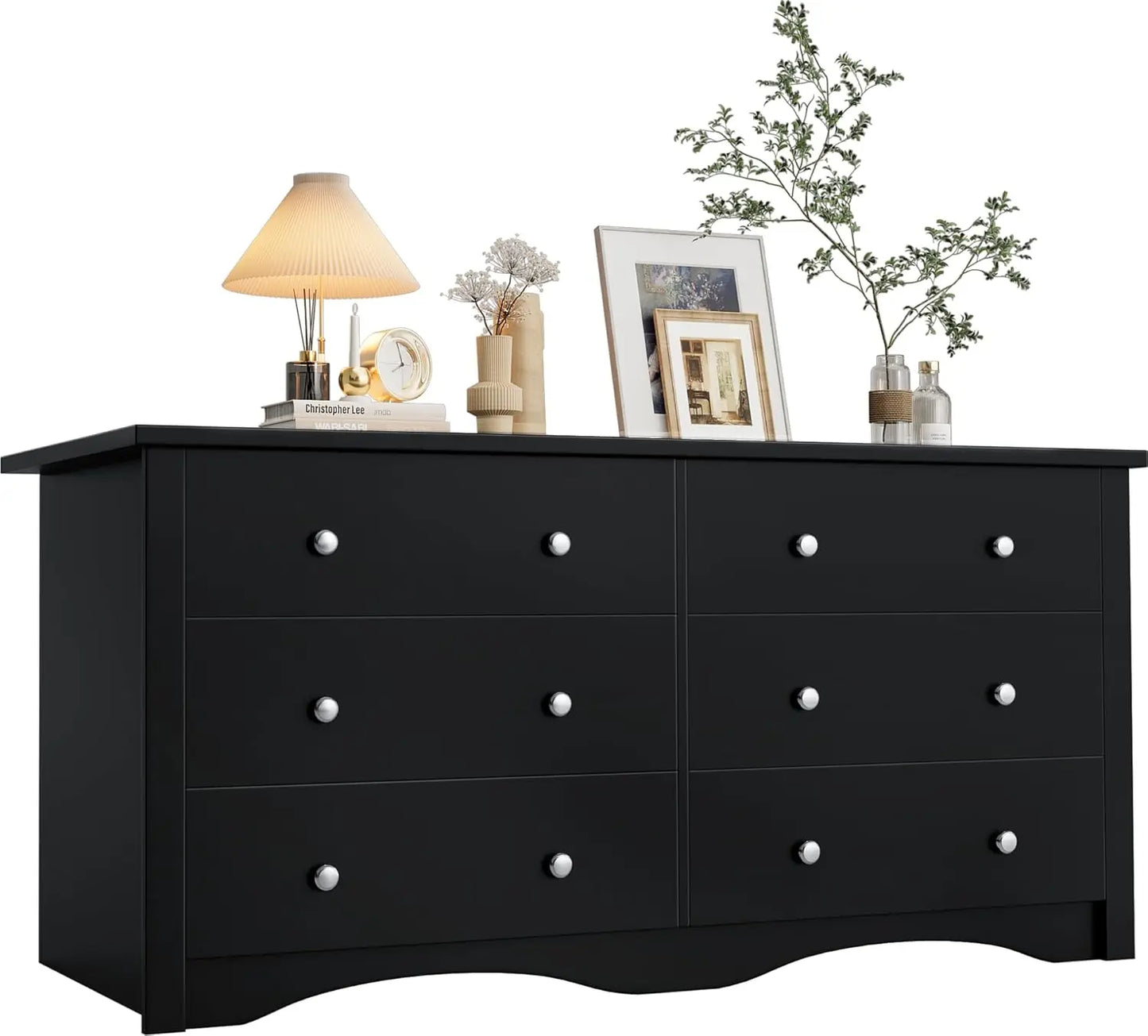 Six-Drawer Wood Dresser for Bedroom and Living Spaces