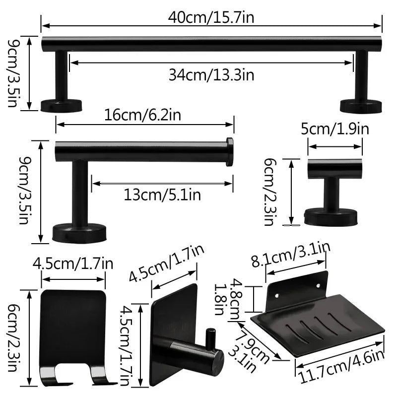Stainless Steel Bathroom Hardware Set With Towel Bar And Accessories