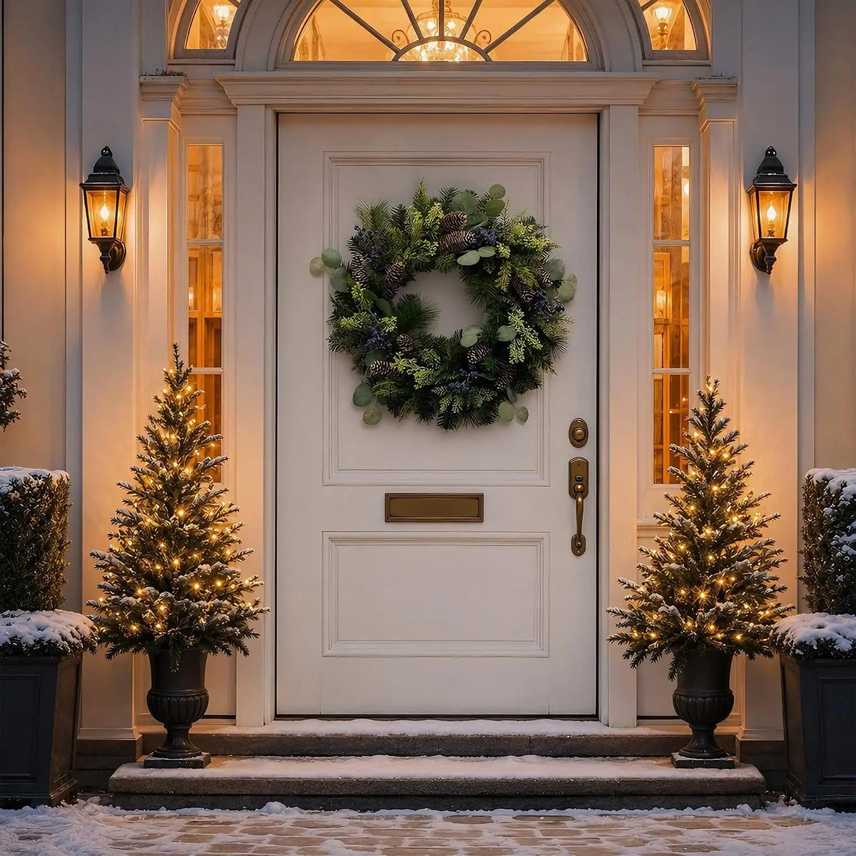 Garvee Lighted Christmas Wreath with 8 Modes for Home Decor