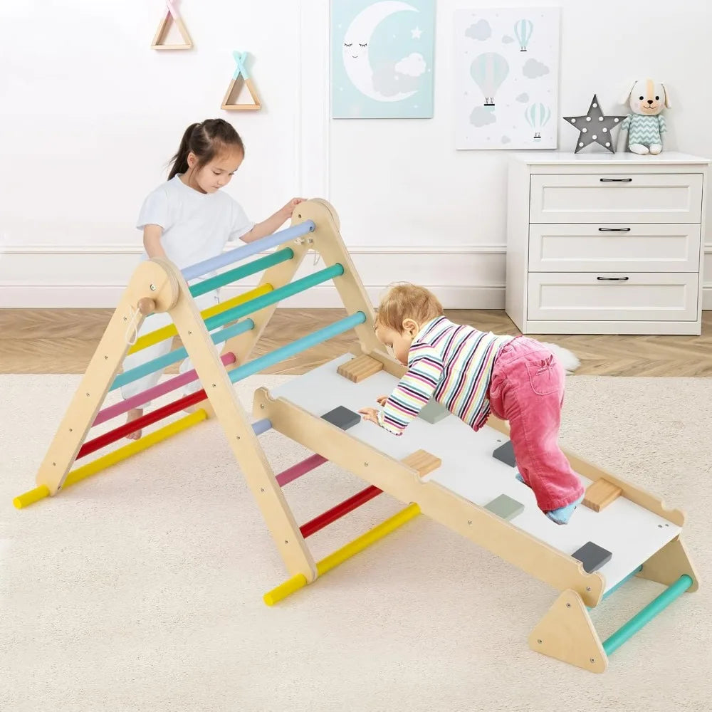 Pikler Triangle 7-In-1 Foldable Set For Toddlers Indoor Playground