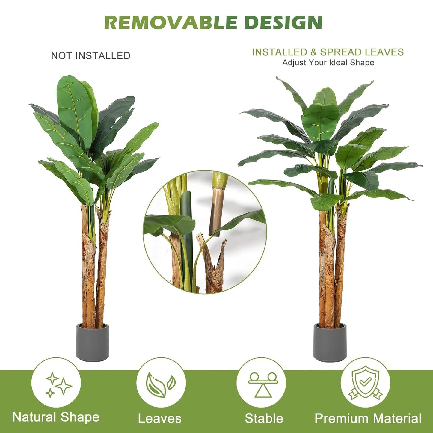 HiMISS Artificial Banana Tree Indoor Plant in Planter
