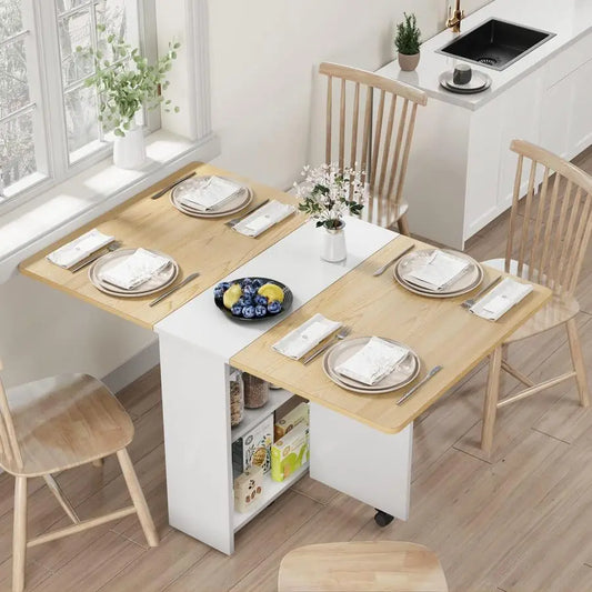 XMSJ Folding Dining Table Space Saving Farmhouse Drop Leaf For 4