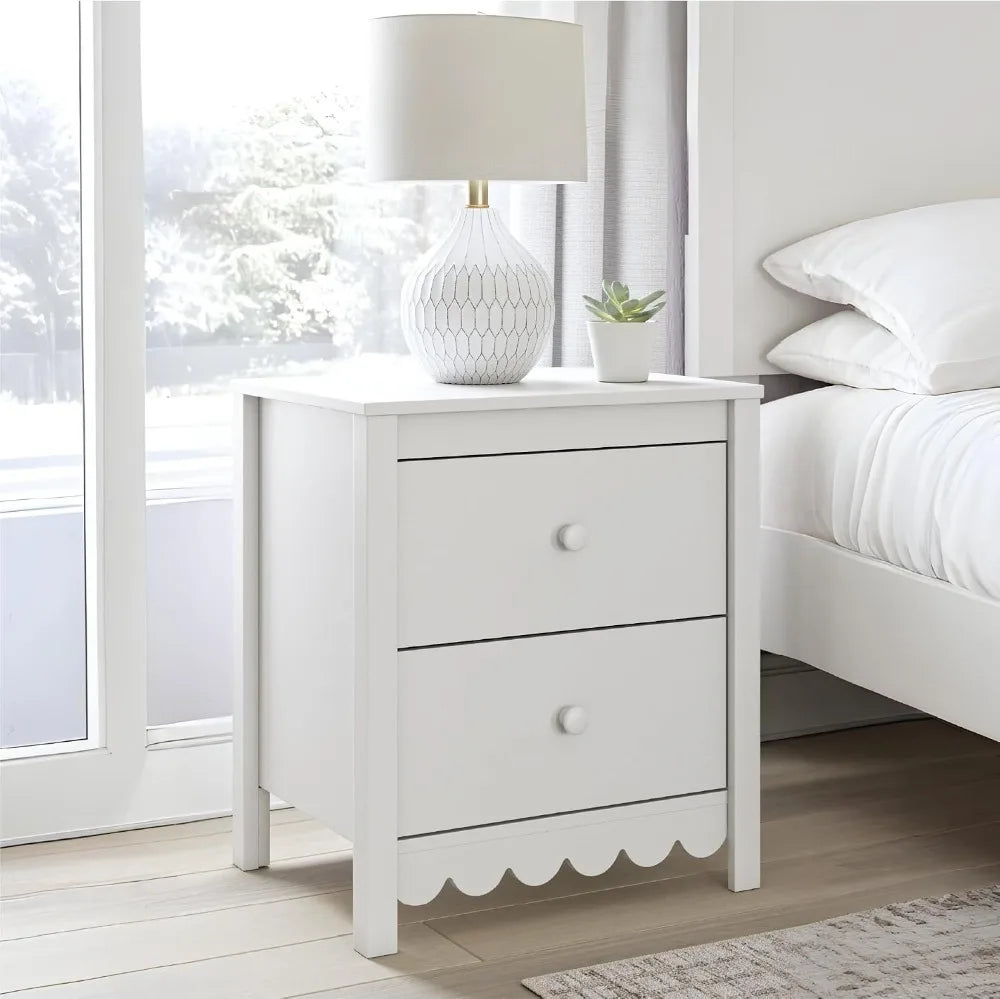 Minimalist Two Drawer Nightstand With Smooth Gliding Wood Drawers