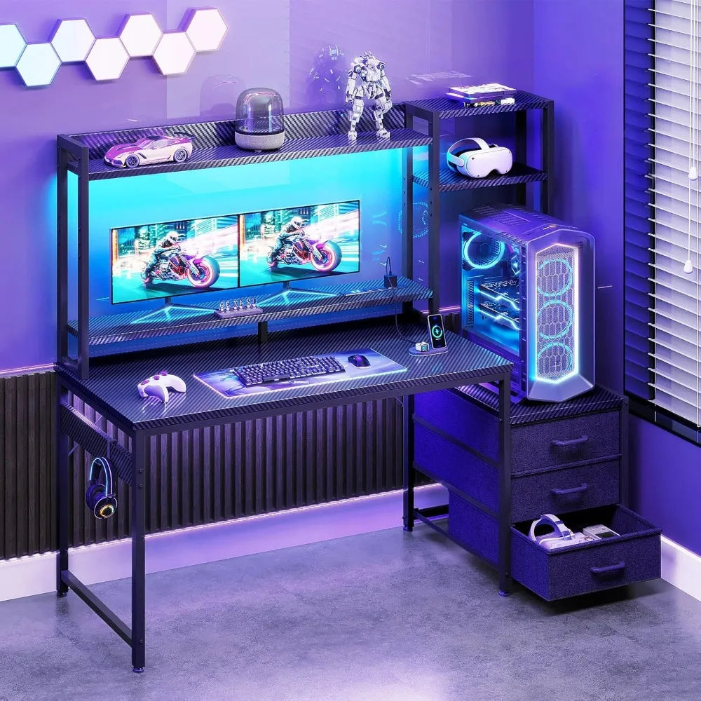 Casaotta 48 Inch Reversible Gaming Desk With Led Light